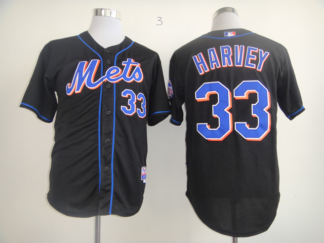 Men New York Mets #33 Harvey Black MLB Jerseys->->MLB Jersey